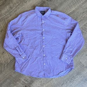 BONOBOS Purple Floral Button Down Shirt Long Sleeves Standard Fit XL